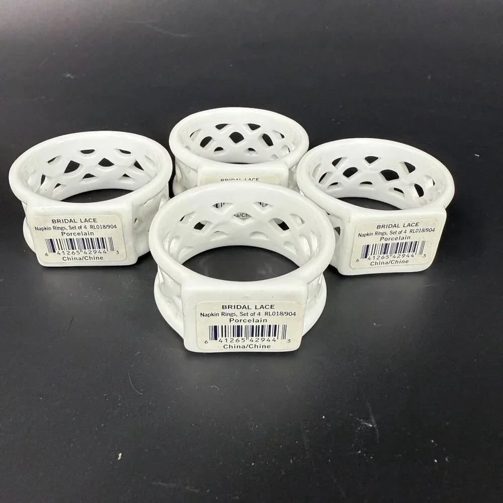 Mikasa Bridal Lace White Porcelain Napkin Rings Set Of 4 Elegant